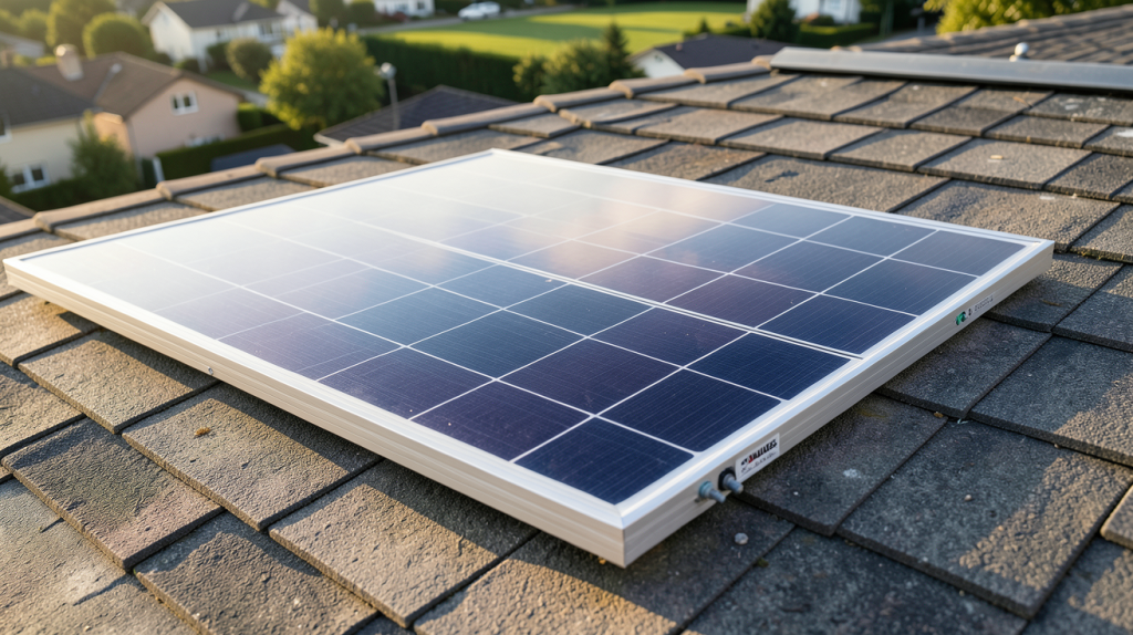 soluxtec 330WC prix affichant un panneau solaire installé sur un toit résidentiel