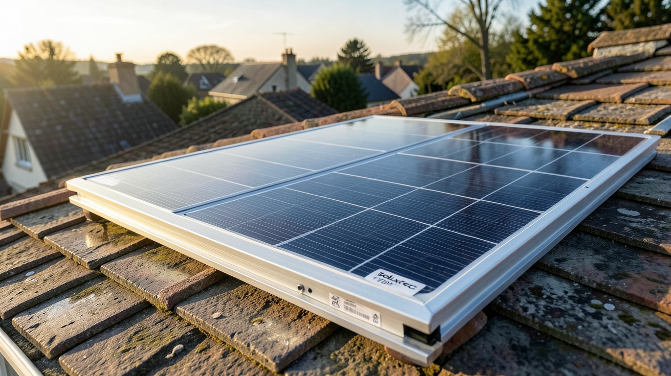 soluxtec 375 prix analyse du marché français avec panneau solaire Soluxtec 375W sur toit de maison