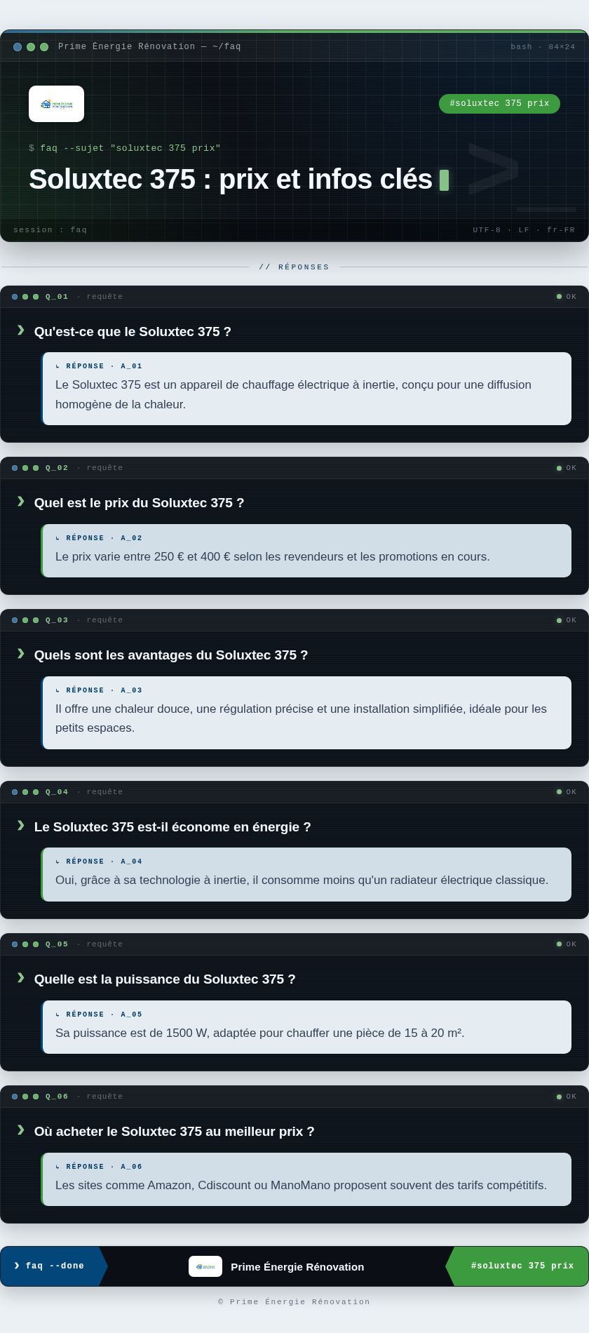 Infographie : Soluxtec 375 : prix et infos clés