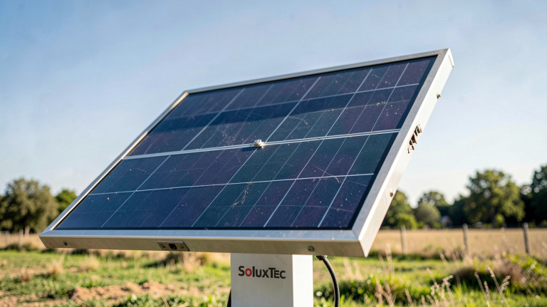 soluxtec prix écran solaire Soluxtec installé en extérieur sous un ciel dégagé