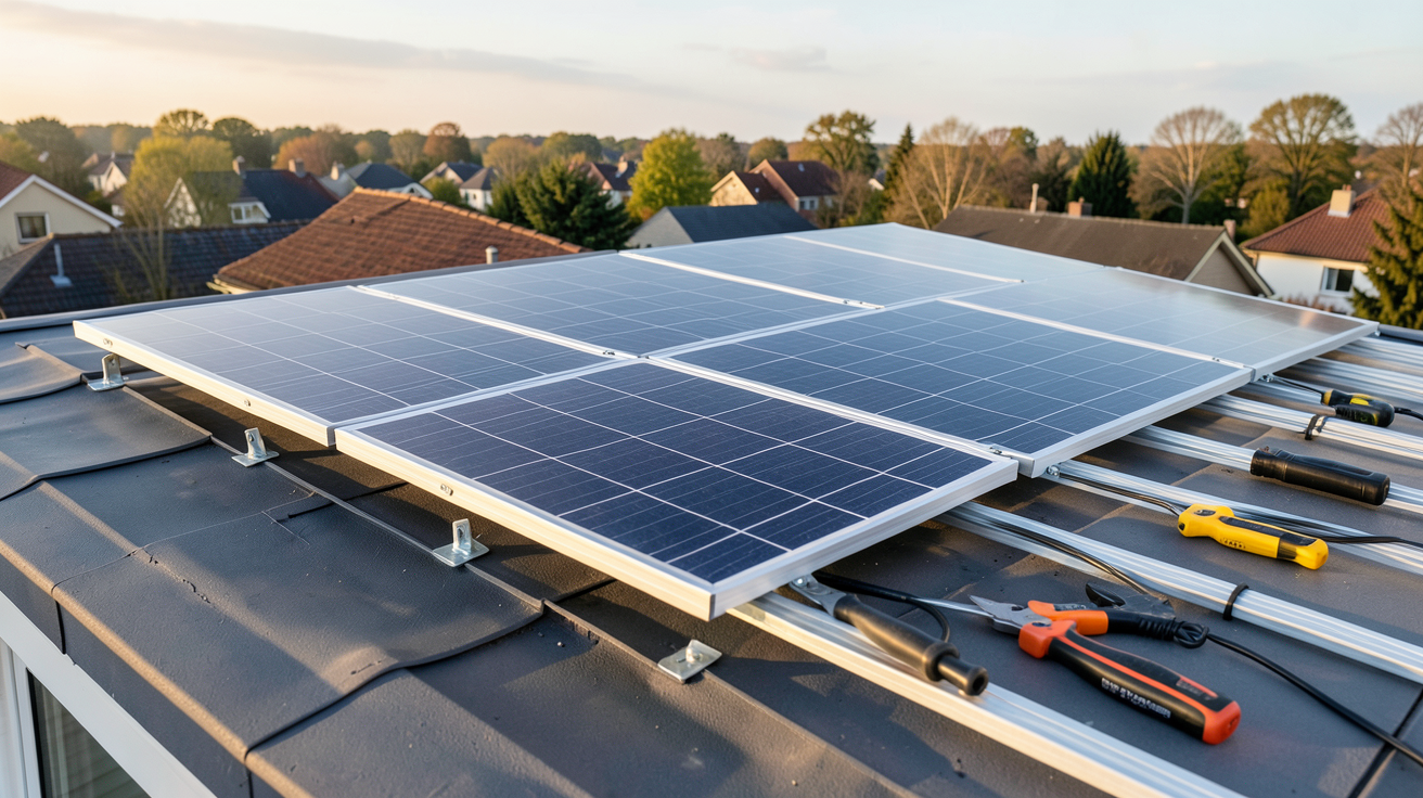 sonology solaire installation pas à pas d'un kit Sunology sur un toit résidentiel