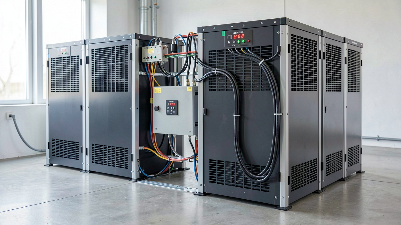 stockage électricité panneau solaire top 5 batteries solaires 2024 affichant des batteries modernes alignées dans un local technique