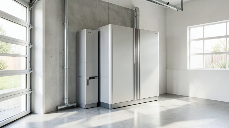 stockage electricité photovoltaique avec une batterie de stockage domestique moderne installée au mur