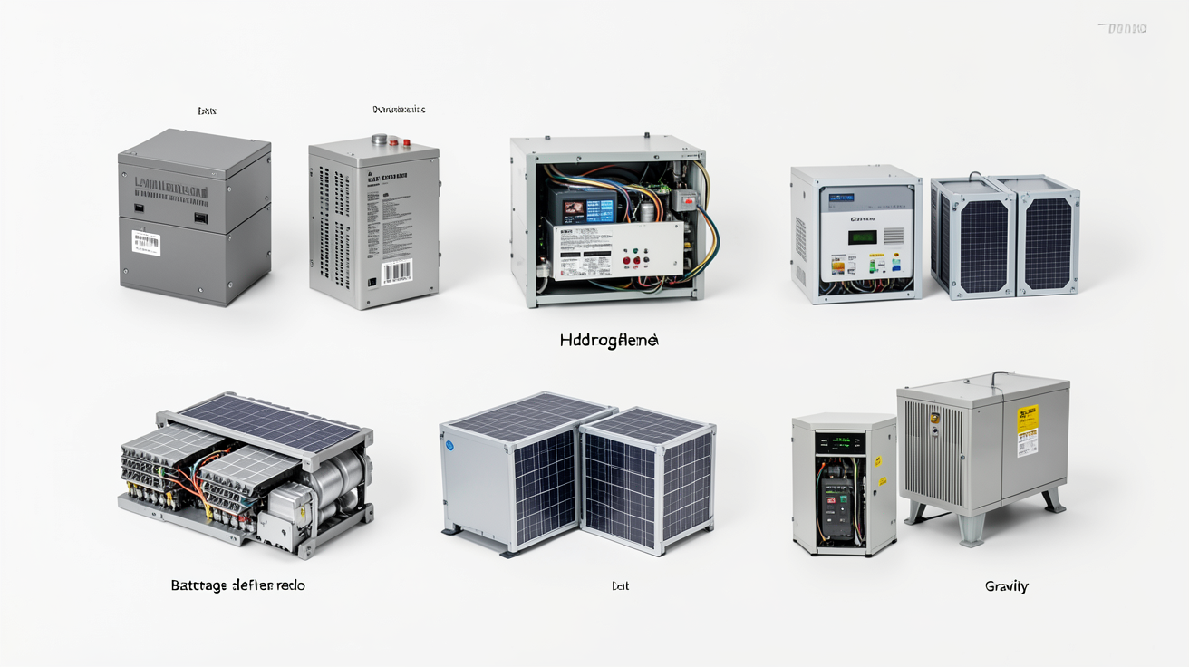 stockage électricité solaire les cinq solutions 2024 batteries lithium-ion hydrogène flux redox thermique gravité