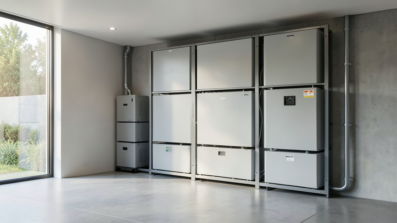 stockage solaire utilisant des batteries de nouvelle génération installées dans une résidence contemporaine