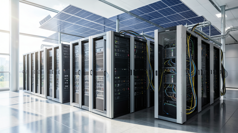 stockage virtuel solaire avec serveurs de données alimentés par énergie renouvelable
