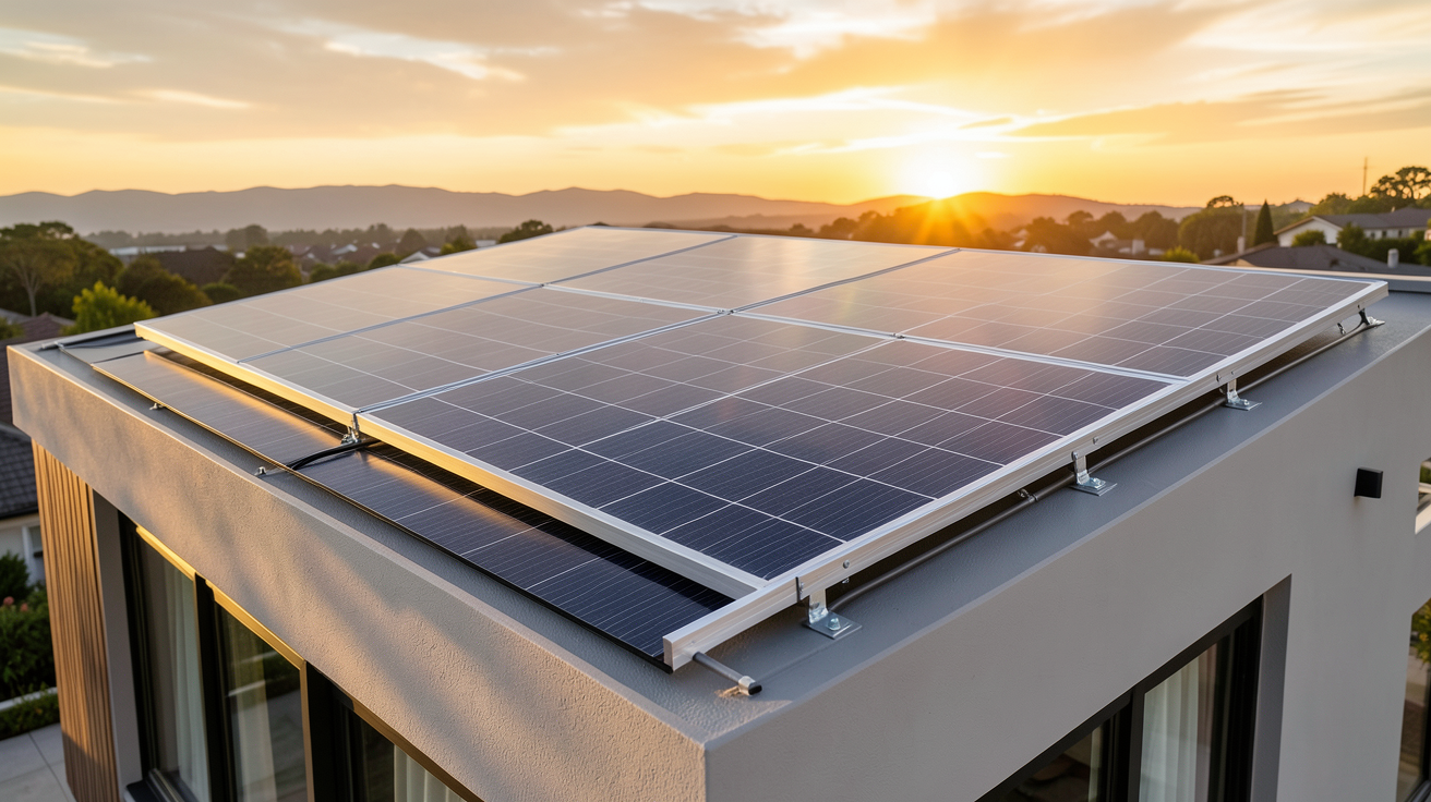 panneaux solaires Sun Power installés sur le toit d'une maison contemporaine