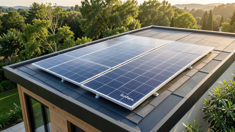 panneau solaire SunPower installé sur le toit d'une maison écologique