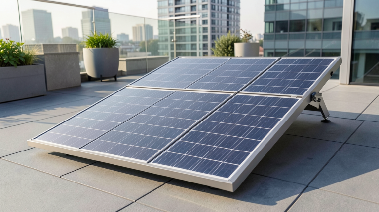 sunology panneau solaire installé sur une terrasse urbaine moderne