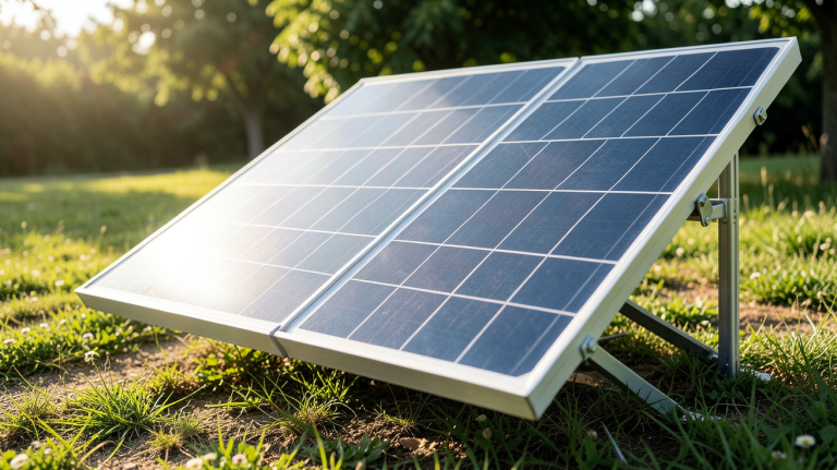 sunology play 400w installé en extérieur sur un support incliné avec lumière naturelle