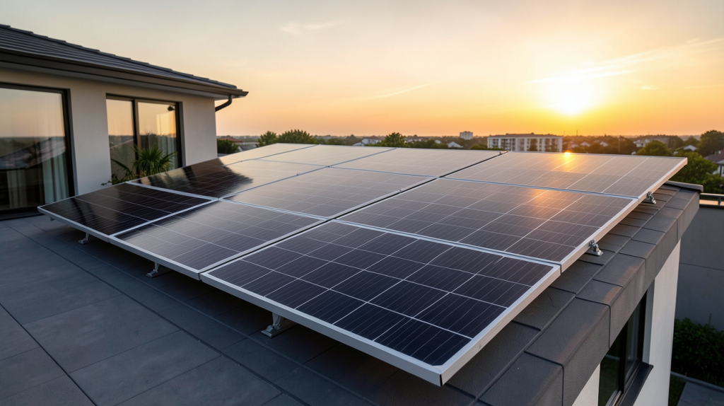 panneaux solaires SunPower Maxeon 5 installés sur le toit d'une maison moderne