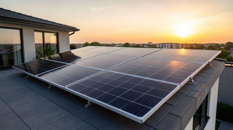 panneaux solaires SunPower Maxeon 5 installés sur le toit d'une maison moderne
