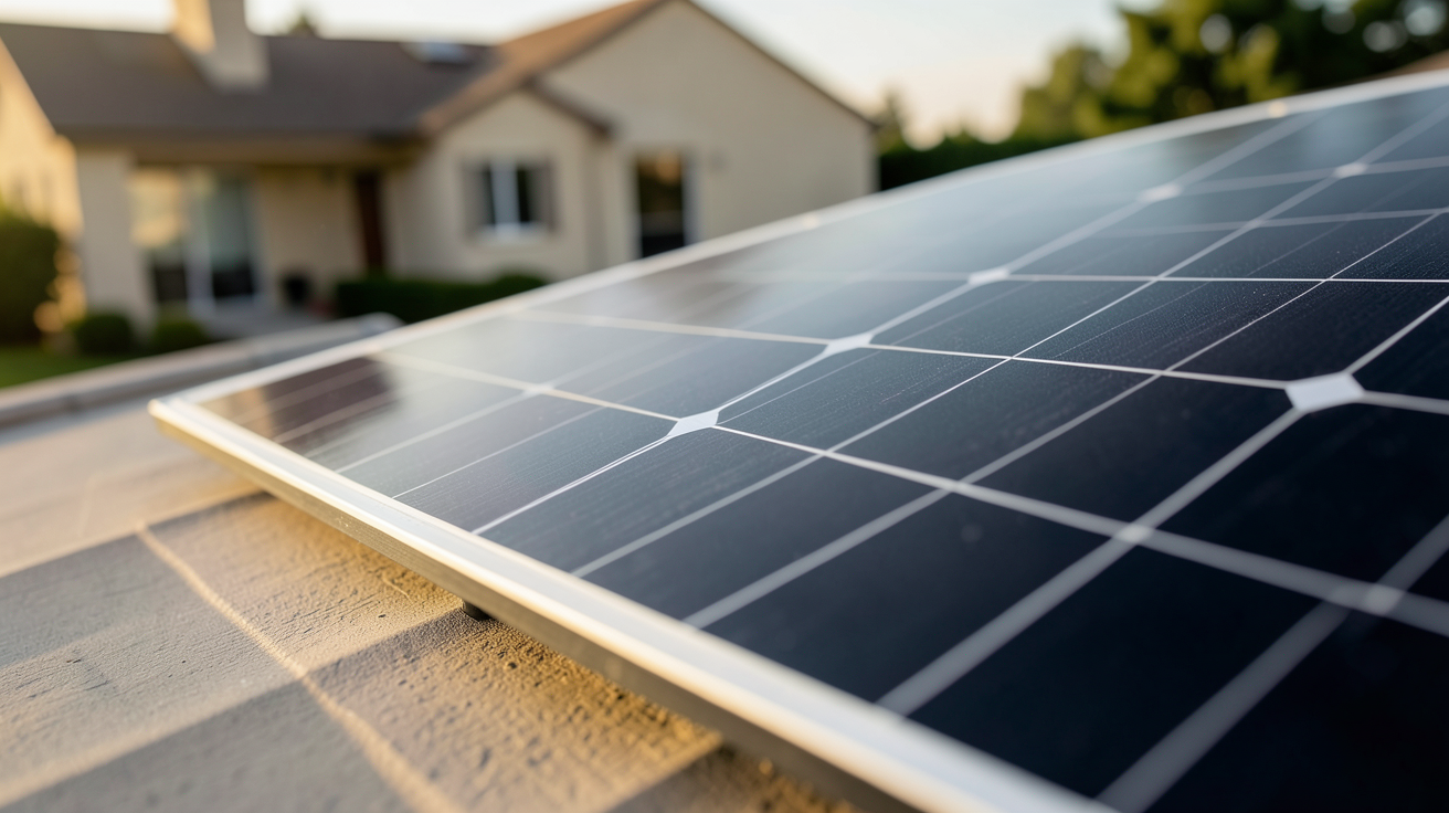 panneau solaire SunPower Maxeon 6 AC en gros plan montrant ses caractéristiques techniques