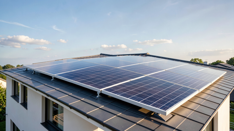 panneau photovoltaïque SunPower installé sur le toit d'une maison moderne