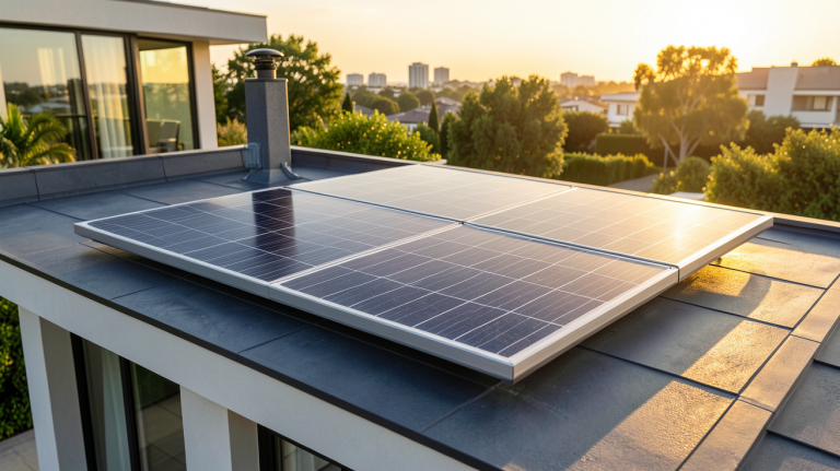 panneau solaire SunPower installé sur le toit d'une maison moderne, illustrant le prix et la performance énergétique