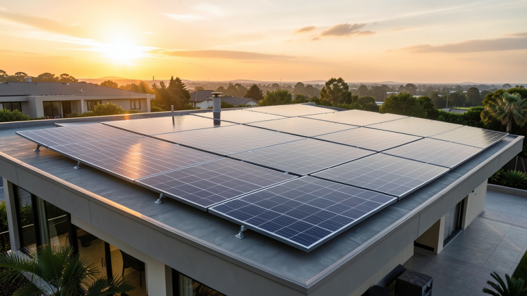 panneaux solaires SunPower installés sur le toit d'une maison contemporaine