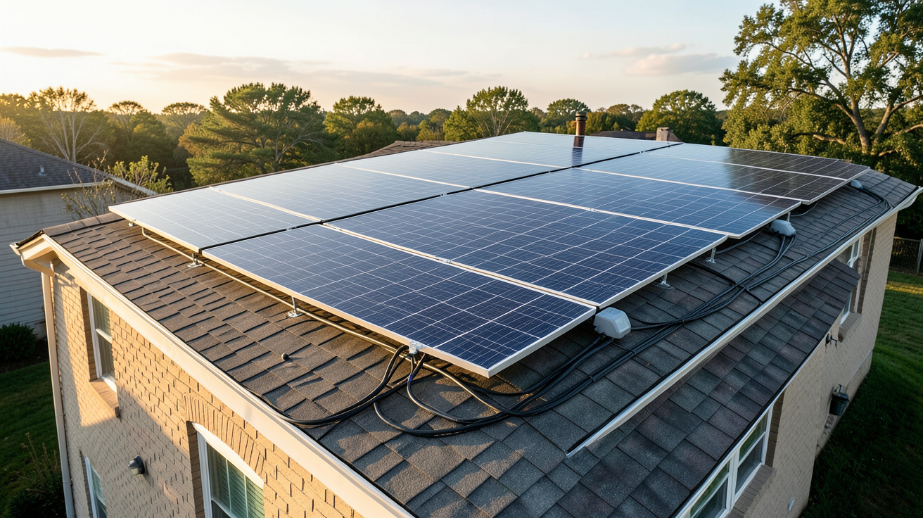 sunpower panneaux solaires installés sur le toit d'une maison individuelle pour une analyse de rentabilité