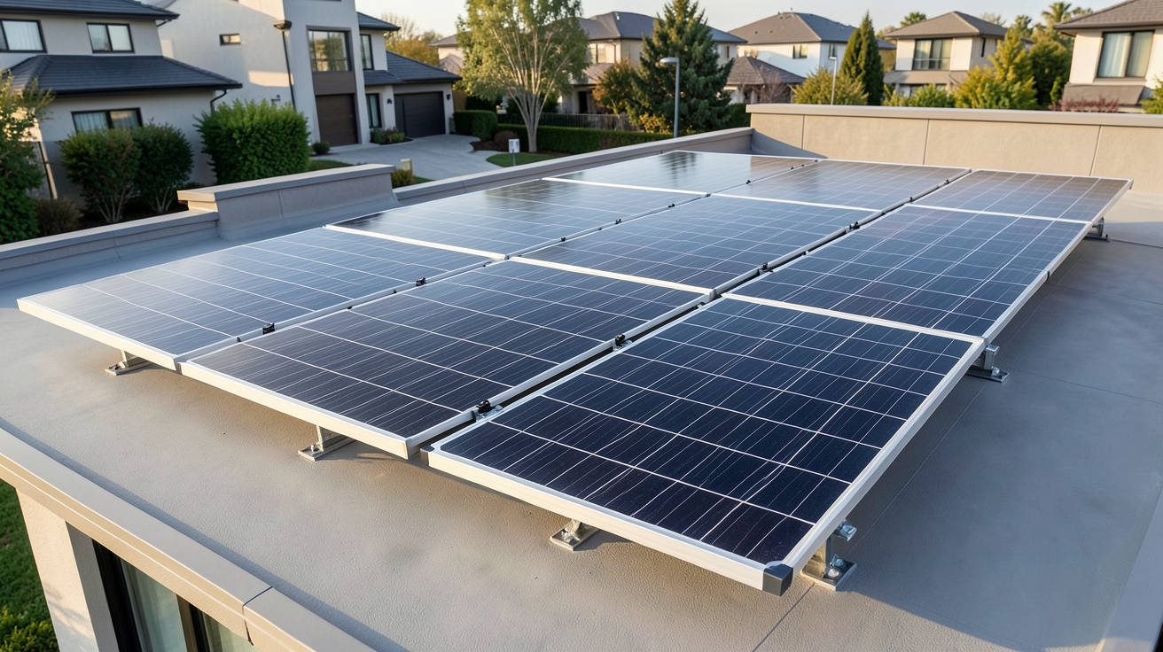 sunpower panneaux SunPower Maxeon P6, P7, Maxeon 3 et Maxeon 5 installés sur un toit résidentiel moderne