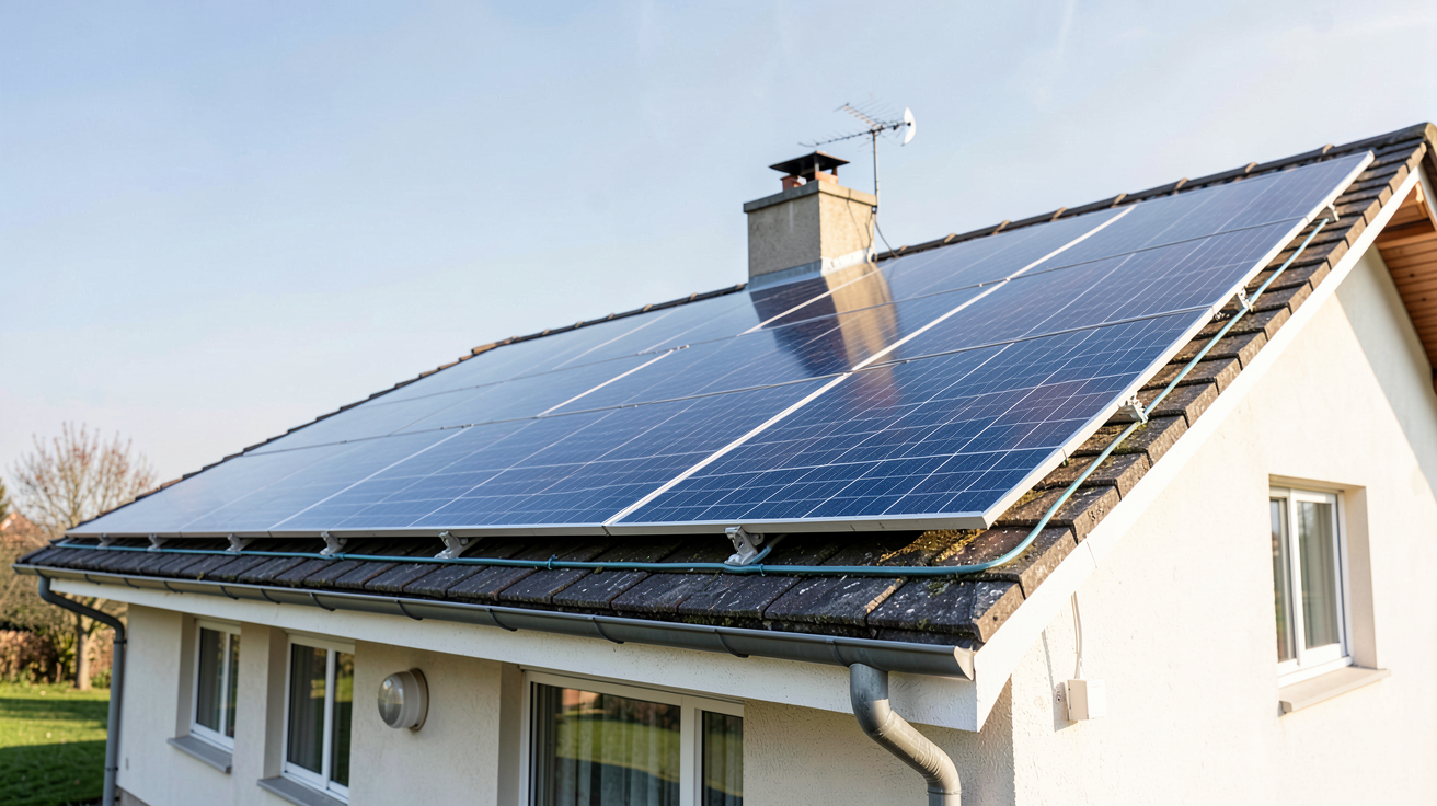 surimposition photovoltaïque sur le toit d'une maison individuelle pour optimiser le rendement énergétique