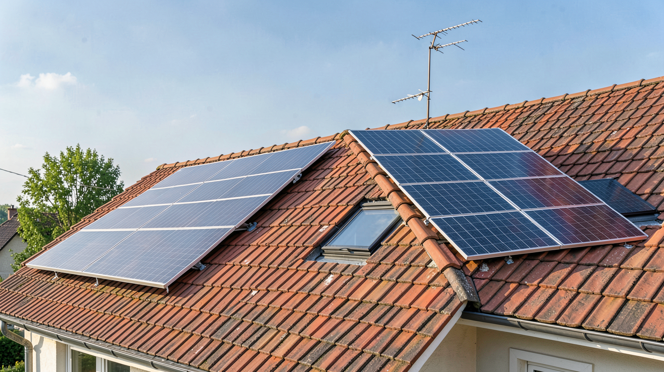 surimposition photovoltaïque vs intégration au bâti (IAB) : comparaison visuelle sur un toit de maison individuelle