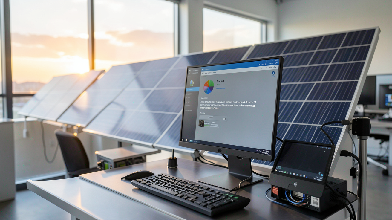 synology solaire : serveur Synology alimenté par des panneaux solaires en arrière-plan