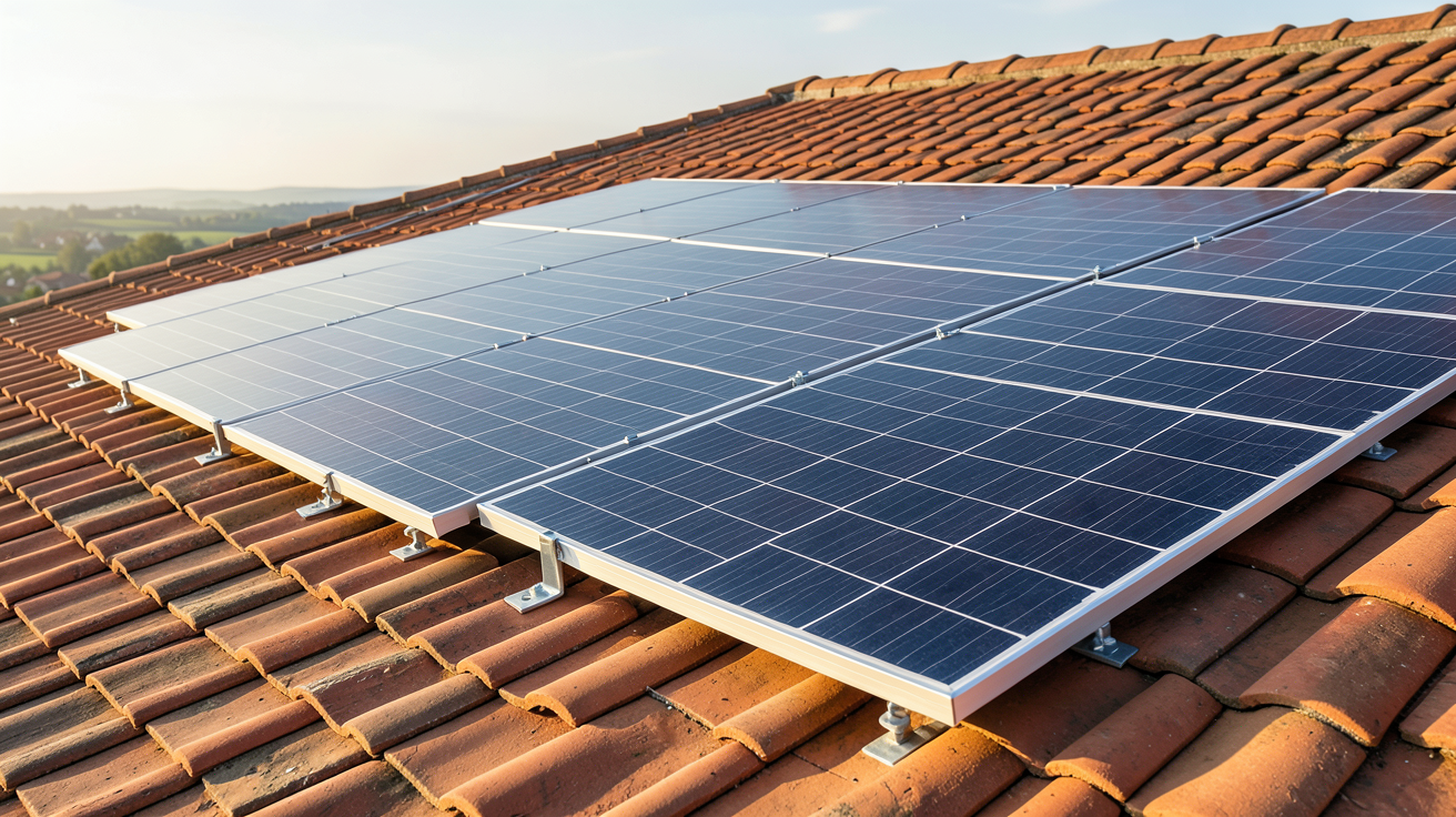 système d'intégration de panneaux photovoltaïques sur une toiture en tuiles avec modules intégrés