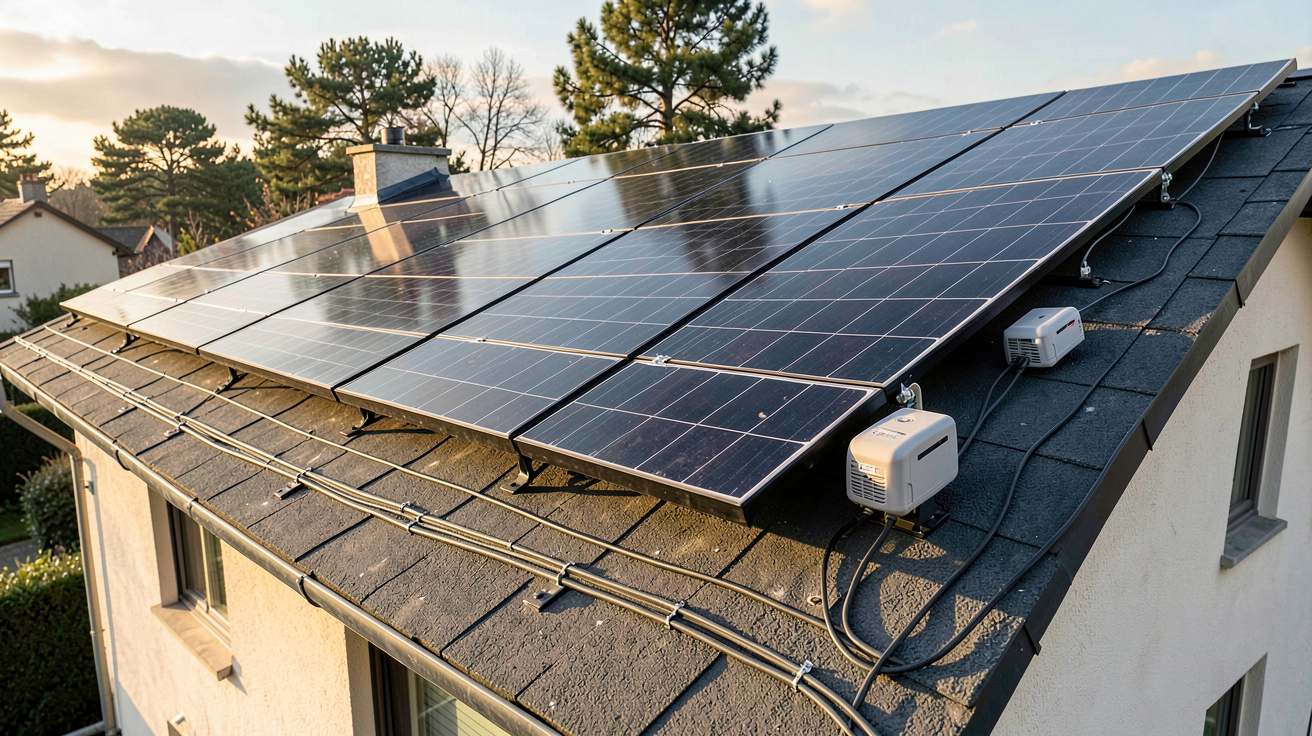 système photovoltaïque en autoconsommation installé sur le toit d'une maison pour un guide DIY d'installation