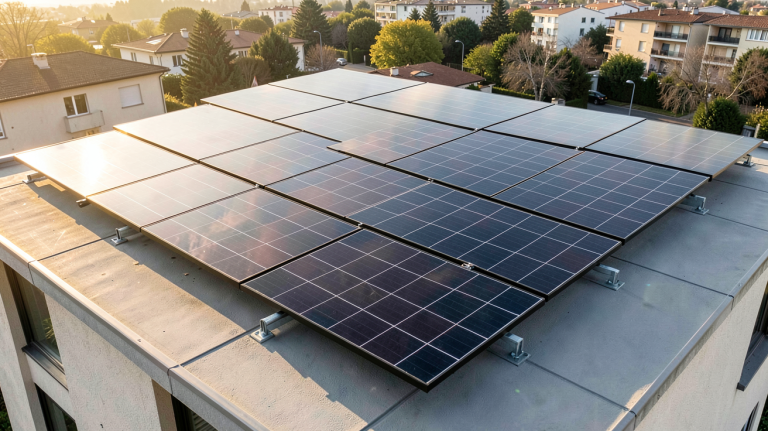 système photovoltaïque en autoconsommation installé sur le toit d'une maison individuelle