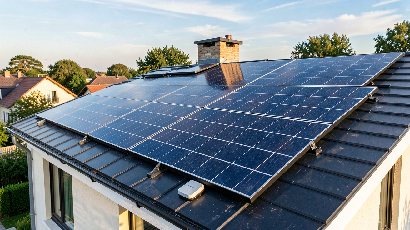 système photovoltaïque en autoconsommation installé sur le toit d'une maison individuelle