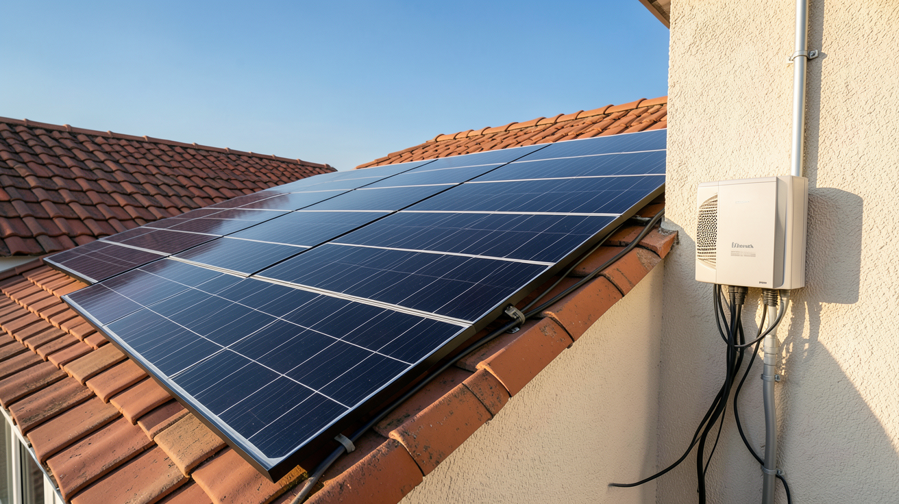 système solaire pour maison installation étapes clés panneaux solaires sur toit avec onduleur