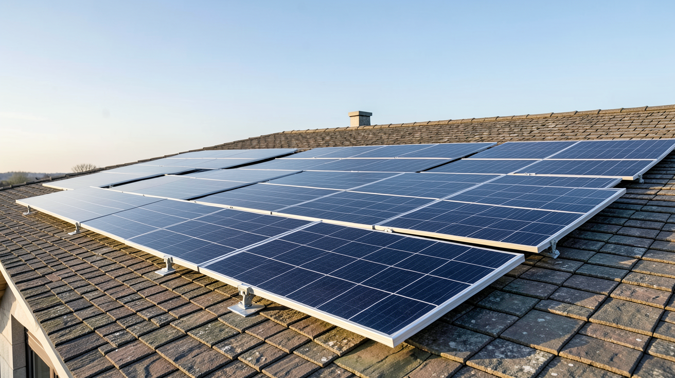 systovi panneau solaire de la gamme innovante installée sur un toit moderne
