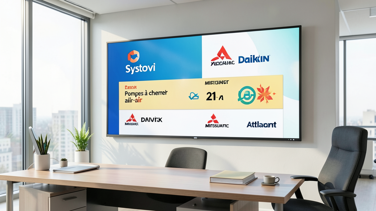 systovi prix comparaison avec marques concurrentes affichée sur écran LED