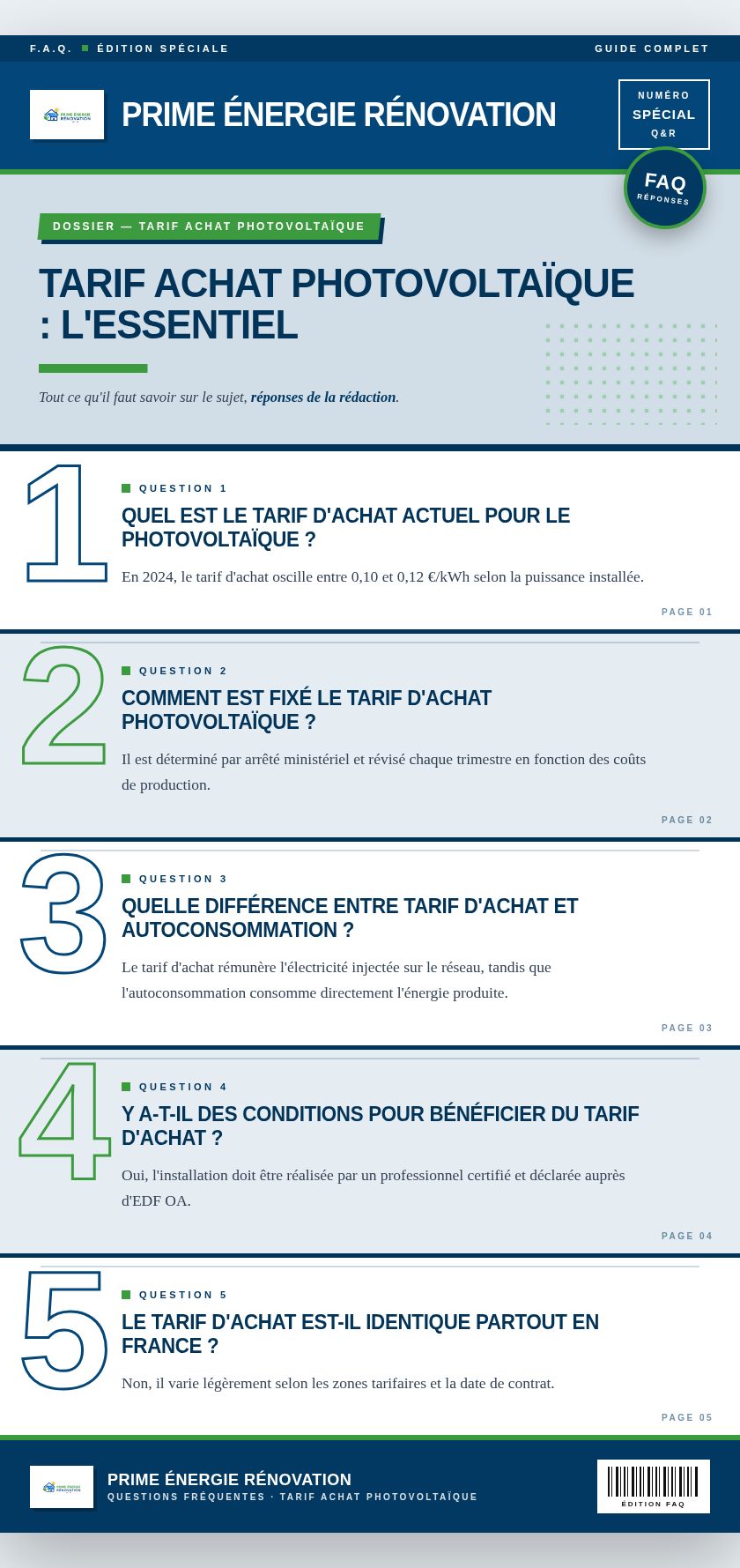 Infographie : Tarif achat photovoltaïque : l'essentiel