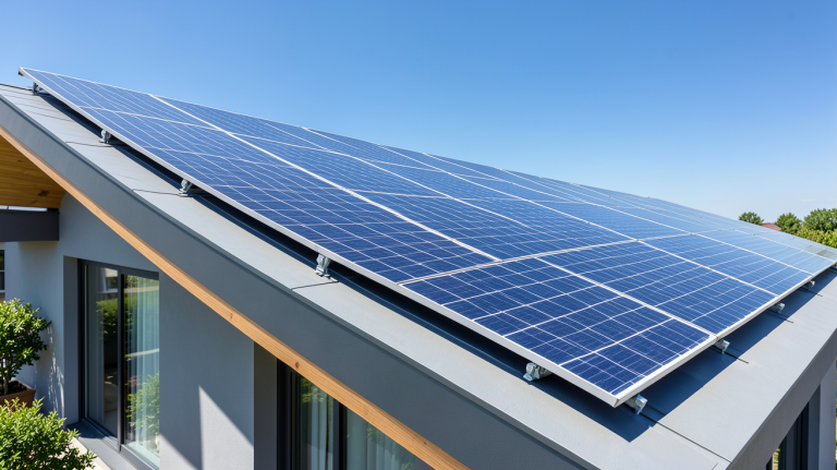 tarif d achat photovoltaïque 2022 illustré par des panneaux solaires installés sur un toit de maison moderne.