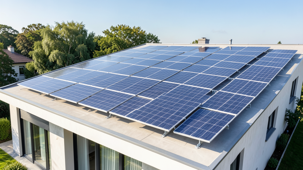 tarif installation panneau photovoltaique sur le toit d'une habitation moderne