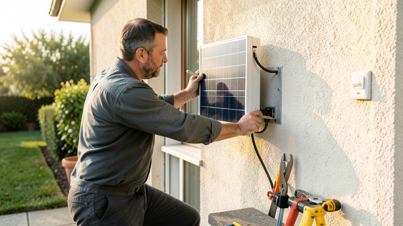 tarif onduleur photovoltaïque coût d'installation et main-d'œuvre avec technicien en action