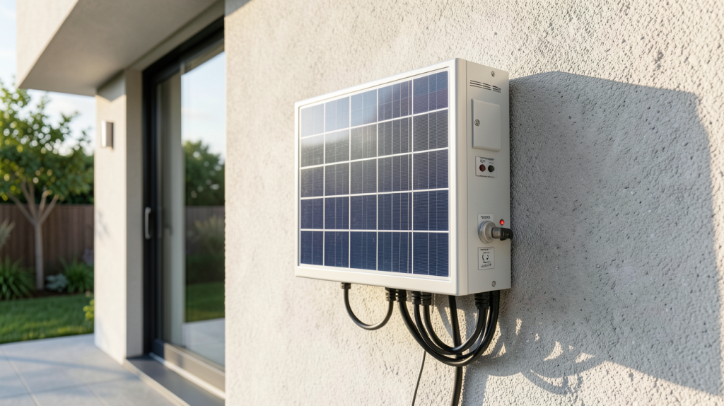 tarif onduleur photovoltaïque installé sur un mur extérieur d'une maison moderne