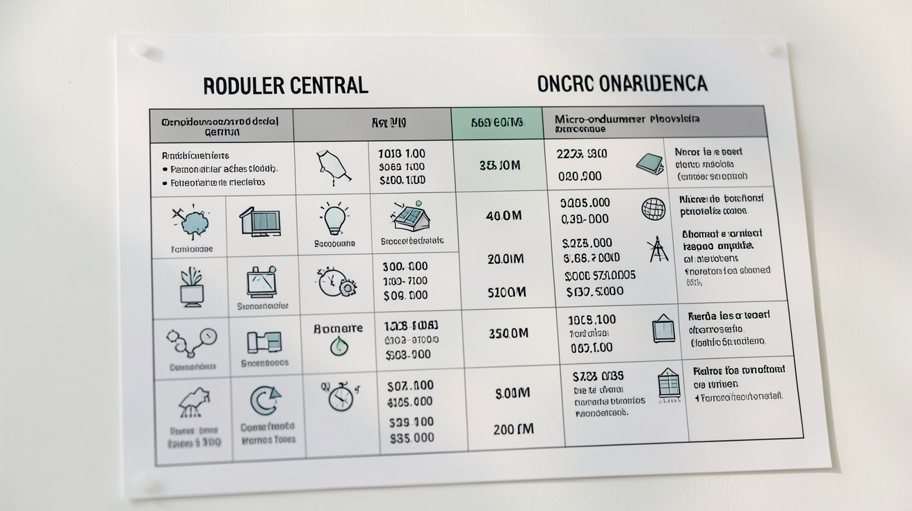 tarif onduleur photovoltaïque : tableau comparatif détaillé entre onduleur central et micro-onduleur
