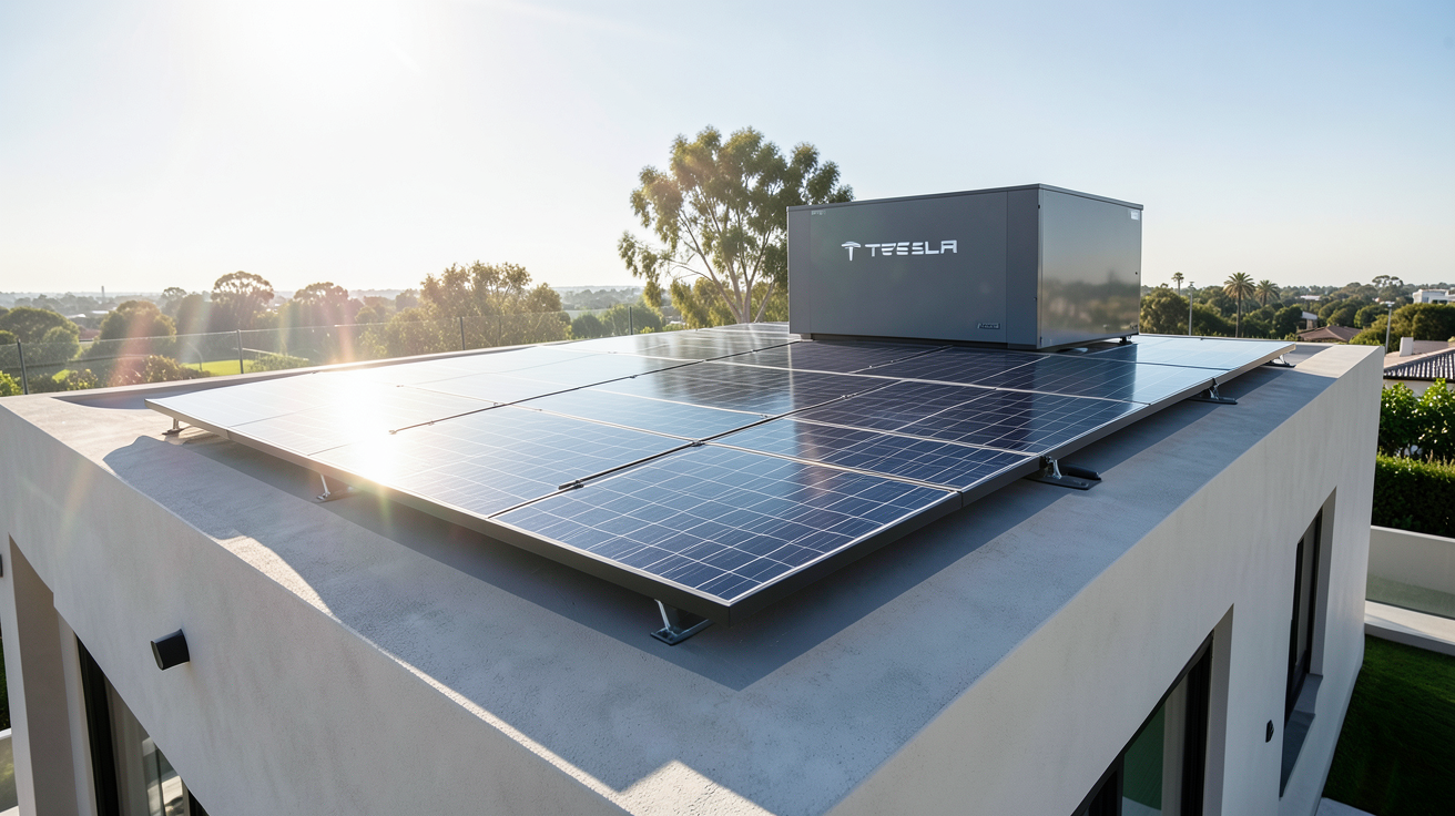 tesla panneau solaire prix illustré par une installation de panneaux solaires Tesla haut de gamme sur une maison moderne