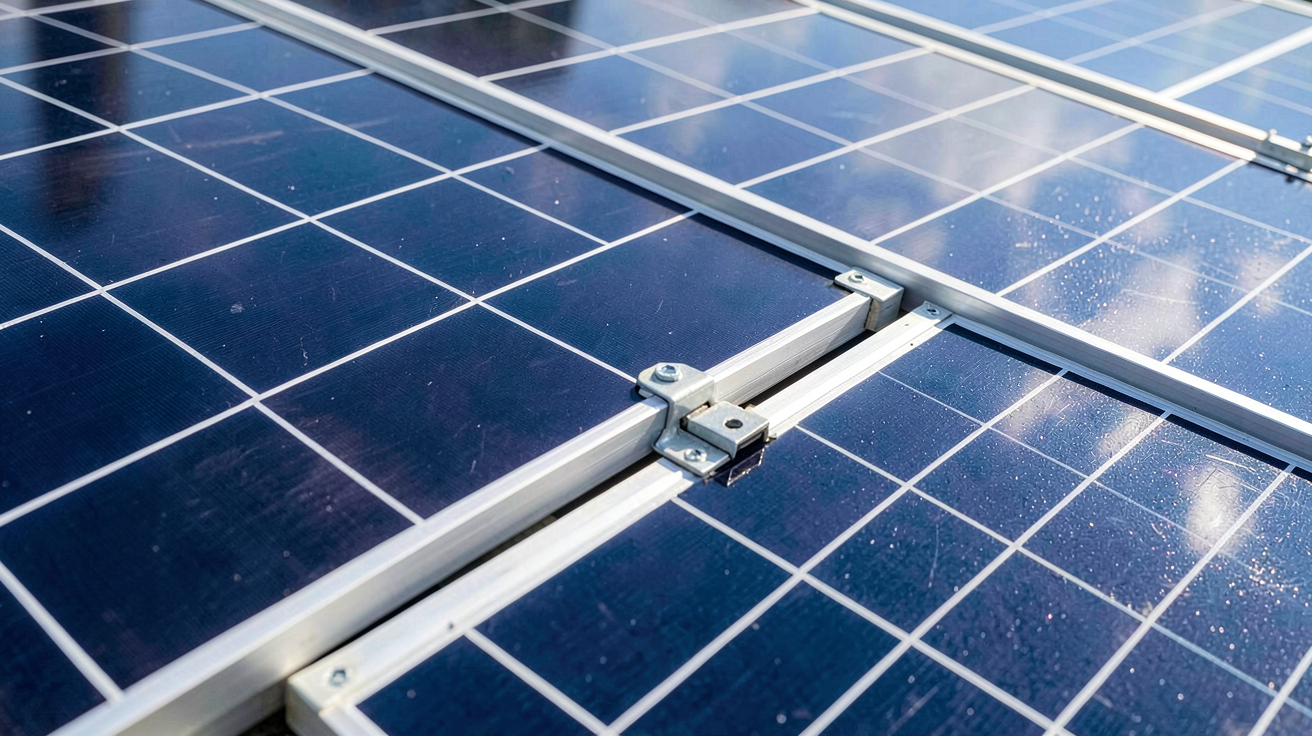 test achat panneaux photovoltaïques montrant de près les caractéristiques techniques des panneaux solaires, cellules et cadres détaillés sous lumière naturelle