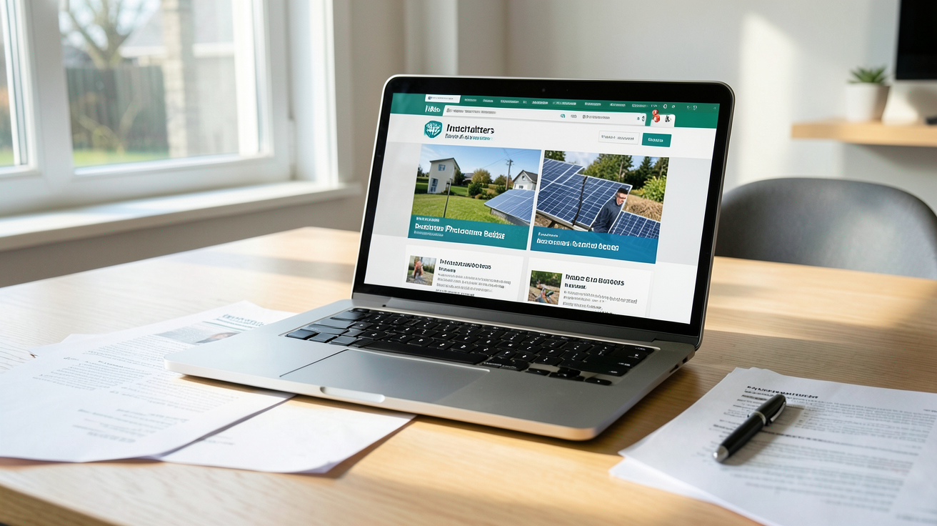 test achat photovoltaïque : sélection des meilleurs installateurs en Belgique affichée sur un écran d'ordinateur