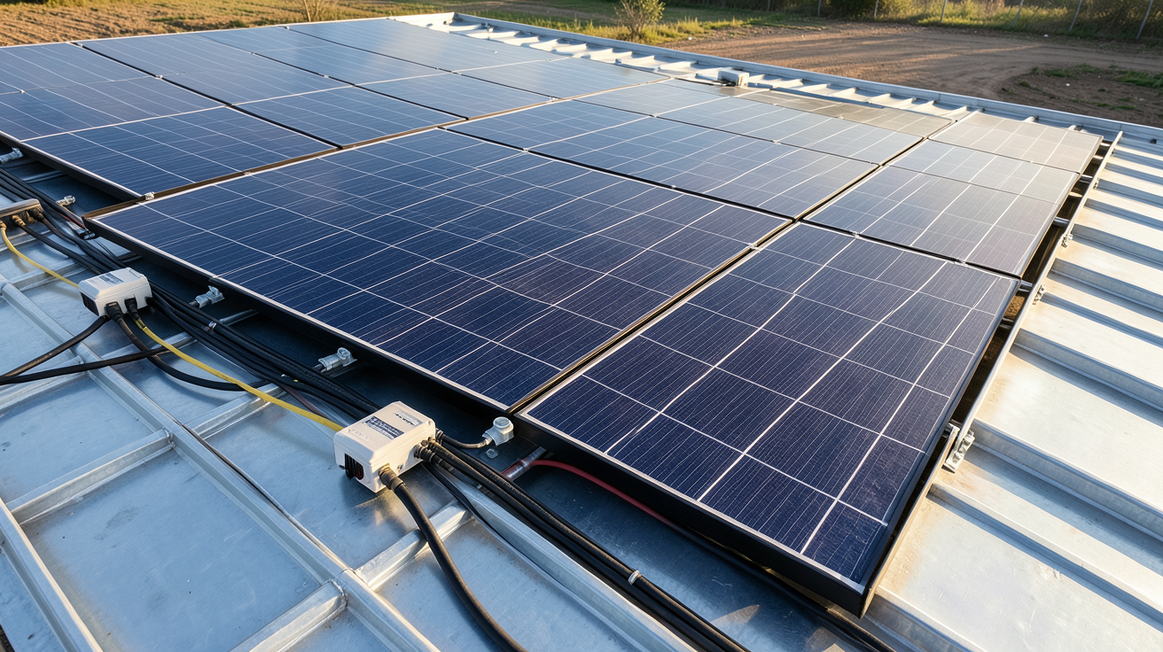 toit photovoltaïque avec installation de 6 kWc sur toiture en bac acier, exemple de devis détaillé