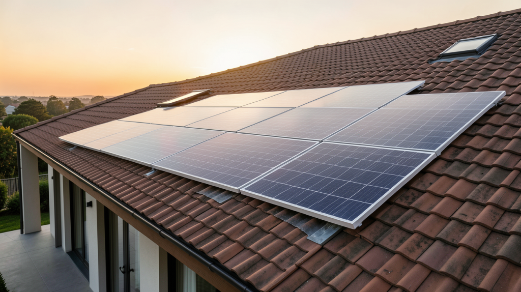 toiture solaire prix sur une maison contemporaine avec panneaux photovoltaïques