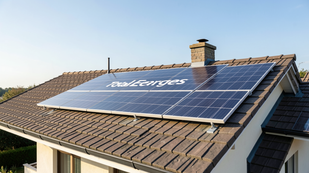 total energie panneau solaire installé sur le toit d'une maison moderne