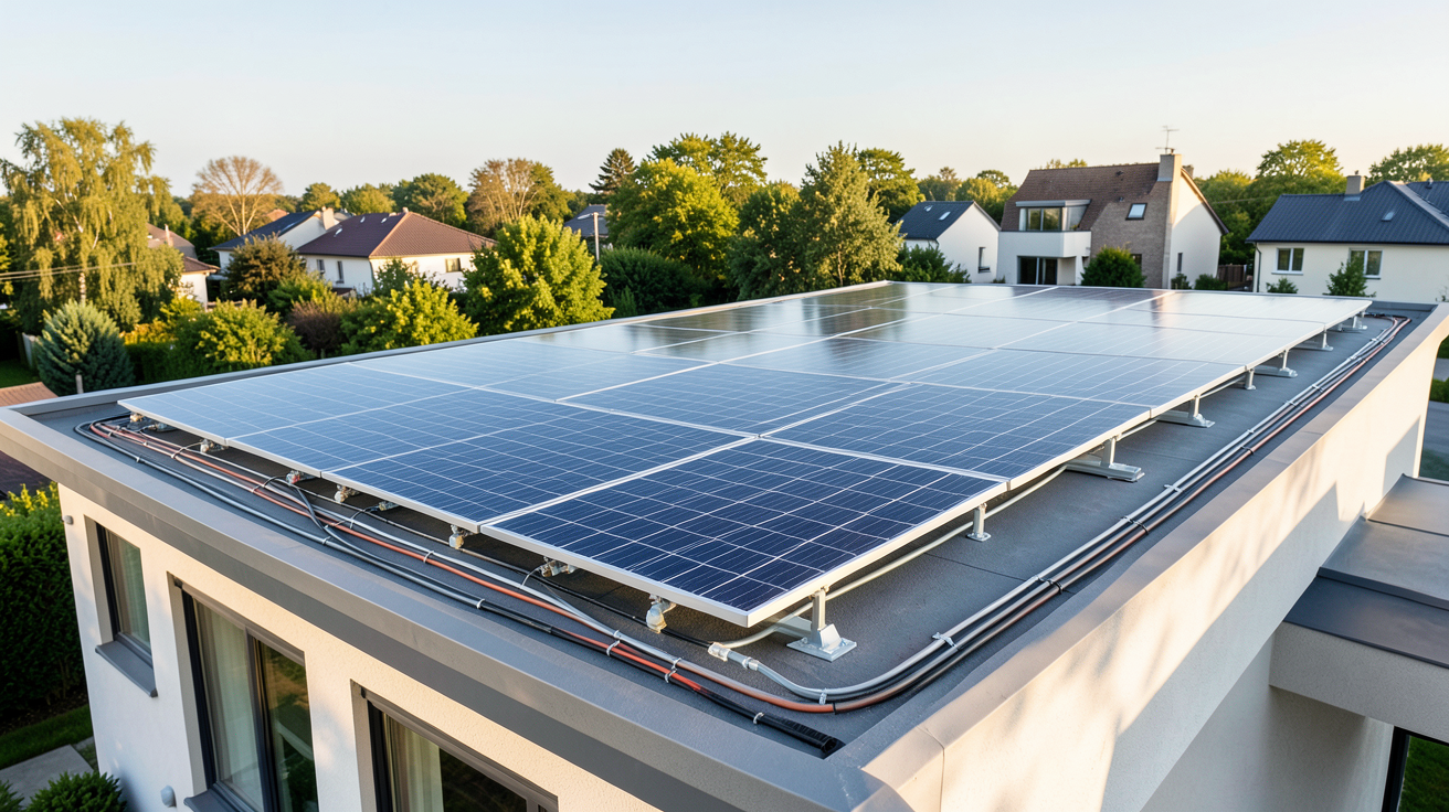 total energie panneaux photovoltaïques installation sur toit de maison individuelle en 2024