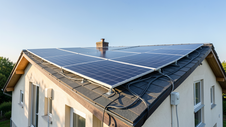 total energie panneaux photovoltaïques installés sur le toit d'une maison individuelle