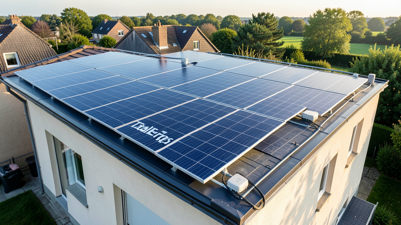 total energie solaire panneaux solaires TotalEnergies sur toit de maison avec calculatrice et graphique de rentabilité