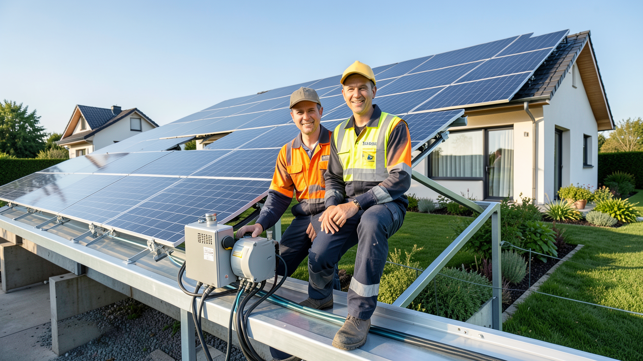 totalenergies panneaux photovoltaïques installation avec installateur professionnel sur toiture de maison moderne