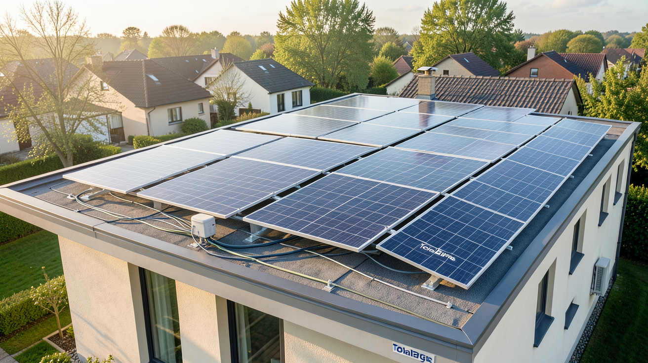 totalenergies panneaux photovoltaïques installation sur toit de maison individuelle