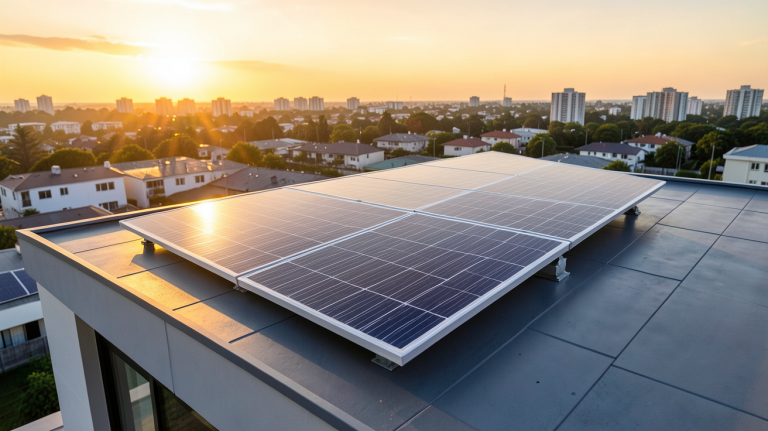 triangle solaire installé sur le toit d'une maison moderne